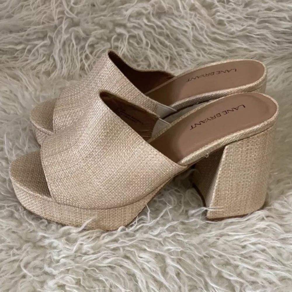 7-29 Lane Bryant Platform Shoes sandals 9w 9 Wide Open toe